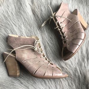 New Paul Green Cosmo Blush Metallic Sandals peep toe heels 2.5 5